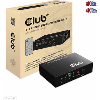 CLUB3D 3 to 1 HDMI™ 8K60Hz/4K120Hz Switch