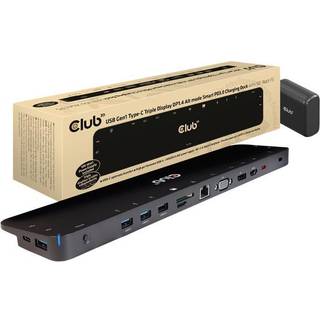 CLUB3D USB Gen1 Type-C Triple Display DP1.4 Alt mode Smart PD3.0 Charging Dock with 100 Watt Power Supply