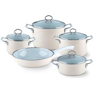 Riess Nouvelle Avorio extra stark 5-teiliges Kochgeschirr-Set - Emaille - Beige