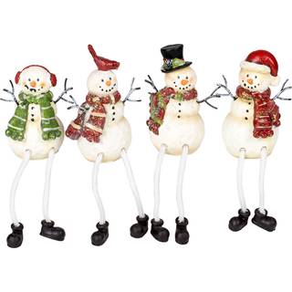 Glitter Striped Snowman 4 X 3 Resin Stone Christmas Shelf Sitter figurer s?t af 4