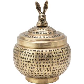 Kreativ co-op messing rund hamret metalbeholder med kanin finial finish
