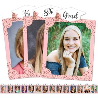 Stor prik af lykke Rose Gold Grad - 8 X 10 tommer K -12 Skolefotoindehaver - DIY Graduation Party Decor - Picturific Display