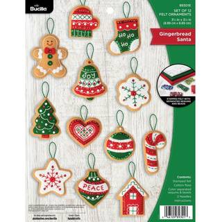 Bucilla Felt Applique 12 stykke ornament, der g?r Kit Gingerbread Santa Perfekt til DIY Arts and Crafts 89301E