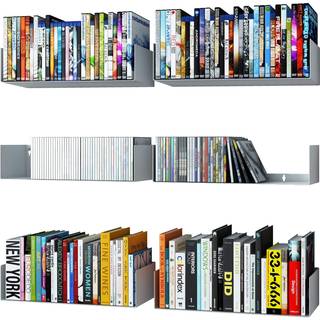 Wallniture Bali White U Form flydende hylder til v?g CD DVD opbevaringshylder og metal boghylde s?t p? 6