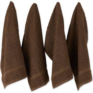 Solid Brown Waffle Terry Vittowel Set/4
