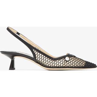 Jimmy Choo Amita 45 leather-trimmed slingback pumps - black - EU 35