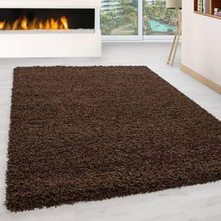 Life Shaggy tæppe Ensfarvet - Brun - 240x340
