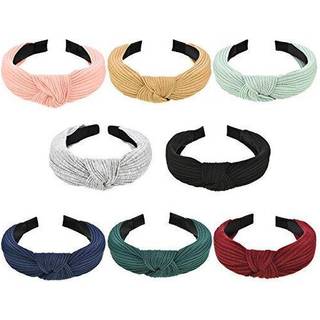 Maxdot 8 stykker pandebånd til kvinder knyttet brede turban pandebånd hårbånd elastisk hårtilbehør til kvinder og piger