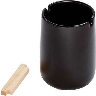 Idesign keramisk jordopsamling Tandbørsteholder med Paulownia Wood Divider One Størrelse Matte sort/naturlig