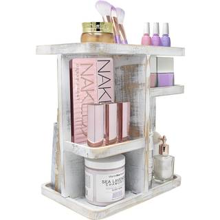 Sorbus 360 Makeup Organizer - Gr? rustik tr?opbevaring Carousel til kosmetik Make Up Skin Care Organizer - Roterende makeup -arrang?r til forf?ng