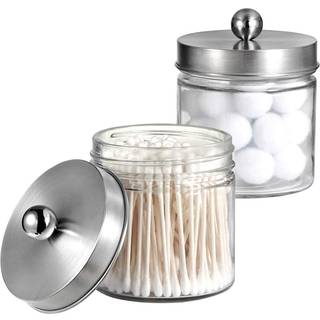 Badeværelse forfængelighed Glasopbevaringsarrangør Holder Canister Apothecary krukker til bomuldspinde runder kugler qtips makeup svampe flossere