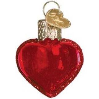 Old World Christmas Small Red Heart Glass Blæst Ornament til juletræ