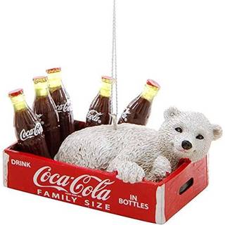 Kurt Adler Coca-Cola Polar Bear Cub i kasse med flasker ornament