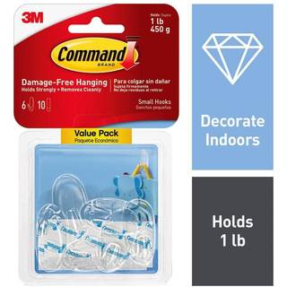 Kommando 051141363899 Small Clear 6-Hooks 8 Strips (17092CLR-VP-E)