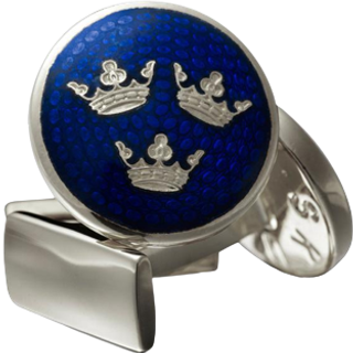 Skultuna Cuff Links Tre Kronor Silver/Royal Blue