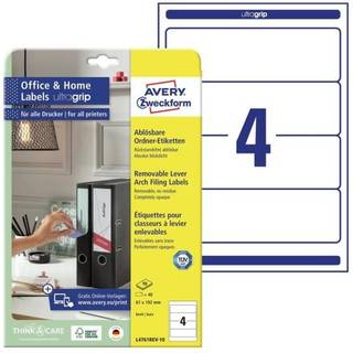 Avery L4761REV-10 Aftagelige etiketter 61x192mm, 10ark