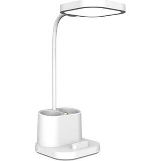 PLATINET LED Bordlampe med smartphone oplader & Natlys funktion - Hvid