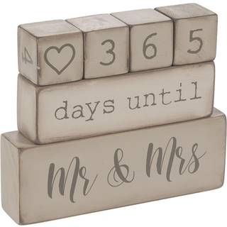 Ganz 6 stykker træblok bryllupsdag nedtællingskalender