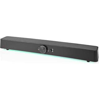 Nedis - Gaming Højttaler | Højttalerkanaler: 2.0 | USB Drevet | 3.5 mm Hanstik | 30 W | LED | Volumenkontrol | Tilslutninger udgang: 1x 3.5 mm - GSPRSB21020BK