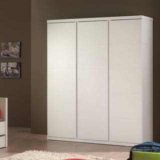 Garderobeskab med skydedøre – Lara, hvid MDF