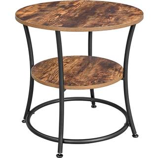 VASAGLE sidebord rundt, endebord med 2 hylder, rustik brun
