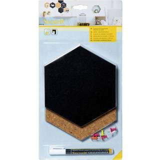 Securit Hexagon pakke med 3 korktavler og 4 kridttavler 20x23cm