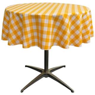 La Linen Polyester Gingham Checkered 58-tommer rund dug hvid og sort