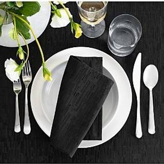 Elrene Home Fashions Continental Solid struktureret vand- og pletbestandigt serviets sæt med 4 sort