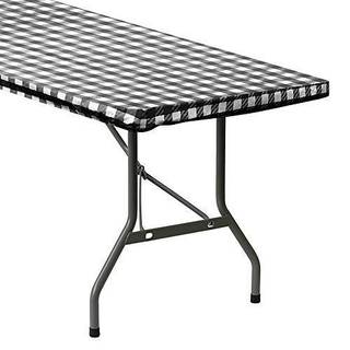 Sorfey -dug -monteret med elastisk vinyl med flanelback passer til tabel 72 """" x 30 """" Rektangel Vandtæt let at rengøre Kontrolleret sort design