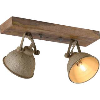 Loftslampe Samia 2-lys, træ, beige tekstureret