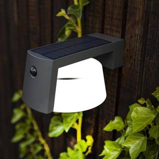 LUTEC MOON LED væglampe med solceller og sensor, IP44, mørk grå