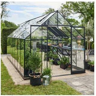 Halls Qube+ 816 drivhus 13 m², sort, 3 mm hærdet glas
