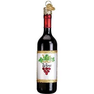 Old World Christmas Glass Blown Ornament Red Wine Bottle (32291)