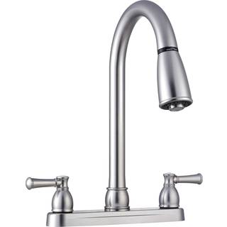 Dura vandhane DF-PK350L-SN RV Ikke-metallisk lavvægt Plastik Resintwo-håndtag Pulle-Down Kitchen Sink Faucet (børstet satin nikkel)