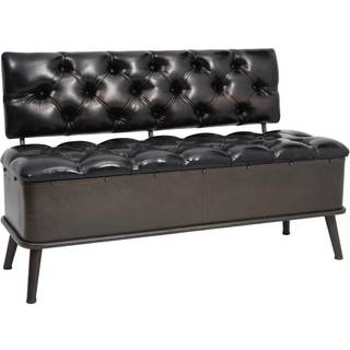 opbevaringsbænk med ryglæn 110 cm kunstlæder sort