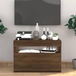 tv-bord med LED-lys 60x35x40 cm brun eg