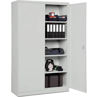 Stålskab ASHV med 4 hylder 1980x1200x470mm lysegrå døre