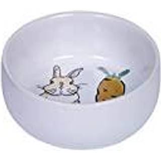 Keramisk gnaver skål "Carrot Plus" grå/gul - Ø 11cm x 4 - White