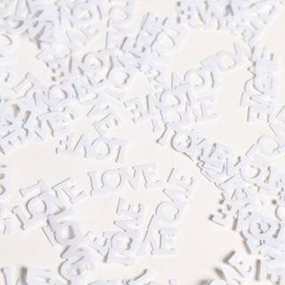 Hvid Tekst "Love"- Konfetti 14 Gram