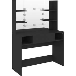 Makeupbord Med Led-Lys 100X40X135 Cm Mdf - Sort