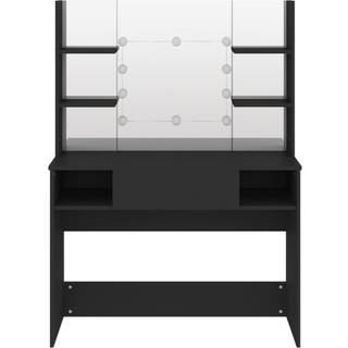 makeupbord med LED-lys 100x40x135 cm MDF blank sort