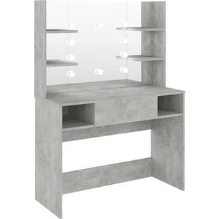 Makeupbord Med Led-Lys 100X40X135 Cm Mdf - Betongrå