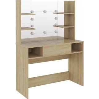 Makeupbord Med Led-Lys 100X40X135 Cm Mdf - Brun