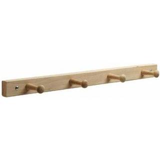 Interdesign Wall Mount Wood Storage Rack - H?ngende kroge til jakker frakker Hatte og t?rkl?der - 4 Pegs Natural