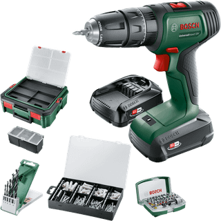 Bosch 18v slagboremaskine inkl 2x1,5ah batterier &amp; tilbehør un3481