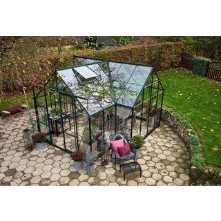 Halls Garden Room grøn 12,9 m² m/3 mm hærdet glas - Drivhus-Orangeri