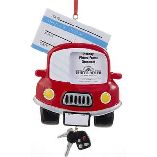Kurt Adler Kørekort billedramme-ornament - af harpiks, 5 tommer høj - julemindesmærke