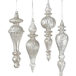 Sullivans Or4676 Assorteret glasfald Ornament 3 sæt på 4 (12 ornamenter) 6,5 """" Sølv