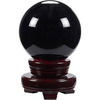 Juvale lille sort obsidian sfære 80 mm/3,1 tommer dekorativ krystalkugle med stativ til gotisk stil med boligindretning feng shui