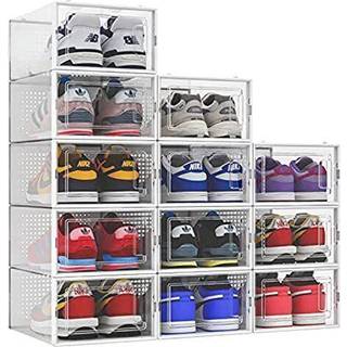 Seseno 12 Pack Shoe Opbevaringsbokse Ryd plaststable skoarrang?rbakker Type Front ?bning Sko Holder Containere
